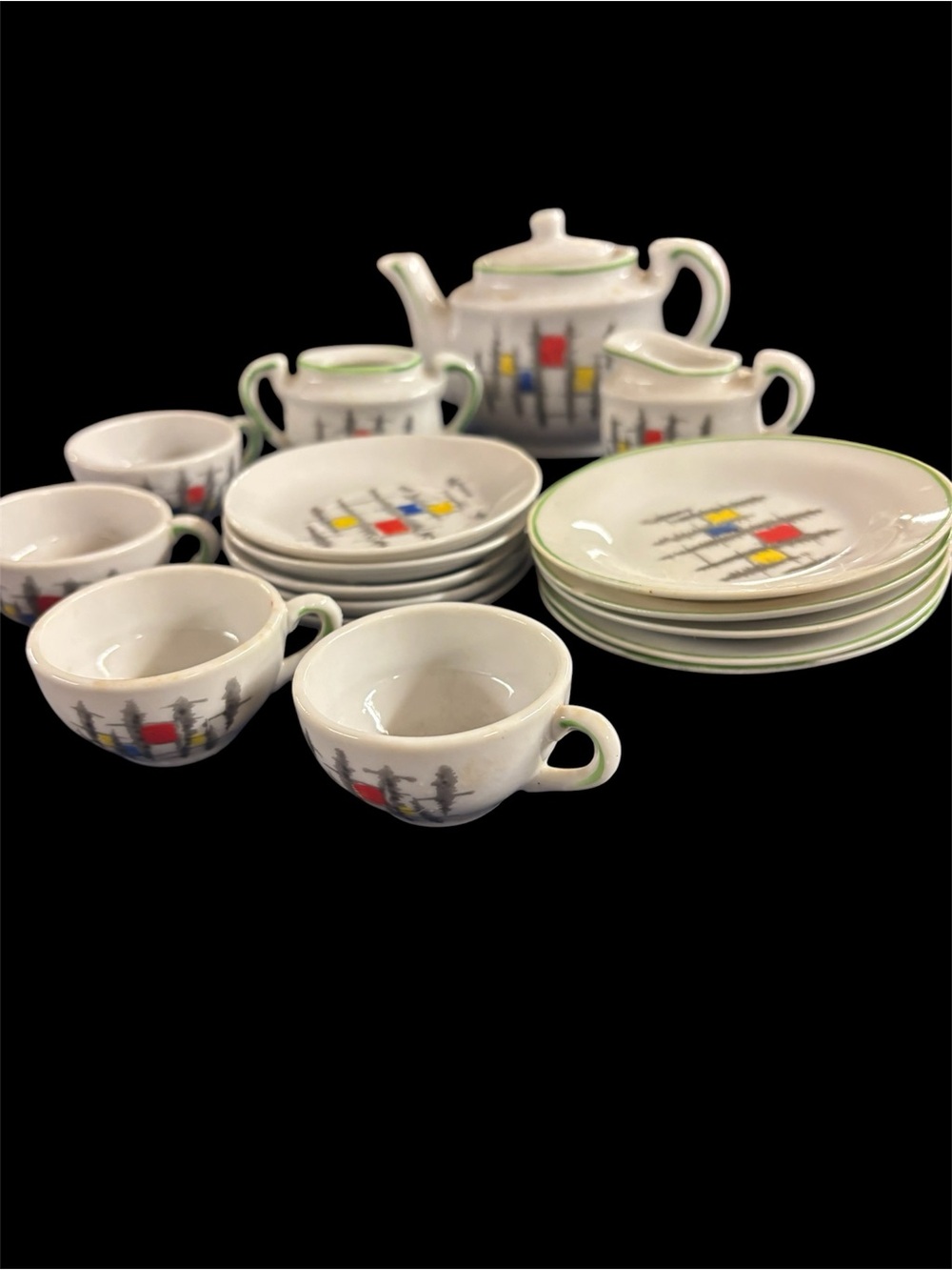 1940-1950 Vintage midcentury modern Atomic Tea Set-Made in Japan. 18 pieces